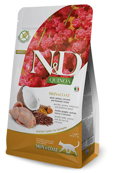 N&D Skin&Coat Prepelica+Kvinoja+Kokos+Kurkuma za mačke