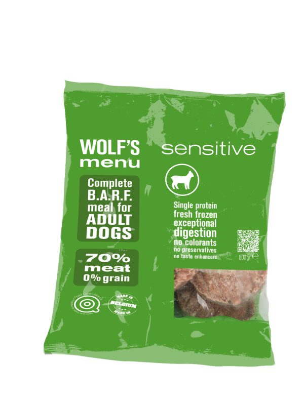 Wolf's Menu Sensitive mono jagnje - surova hrana za odrasle pse 800 g