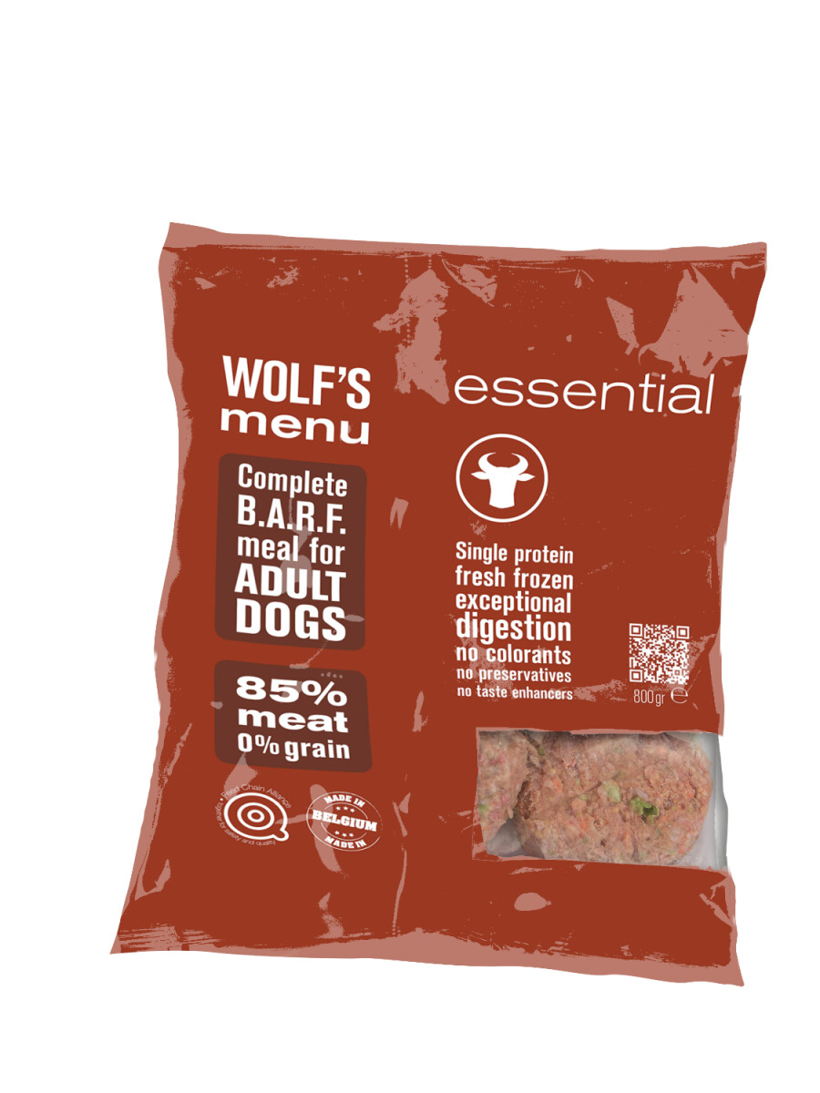 Wolf's Menu Essential mono govedina - surova hrana za odrasle pse 800 g