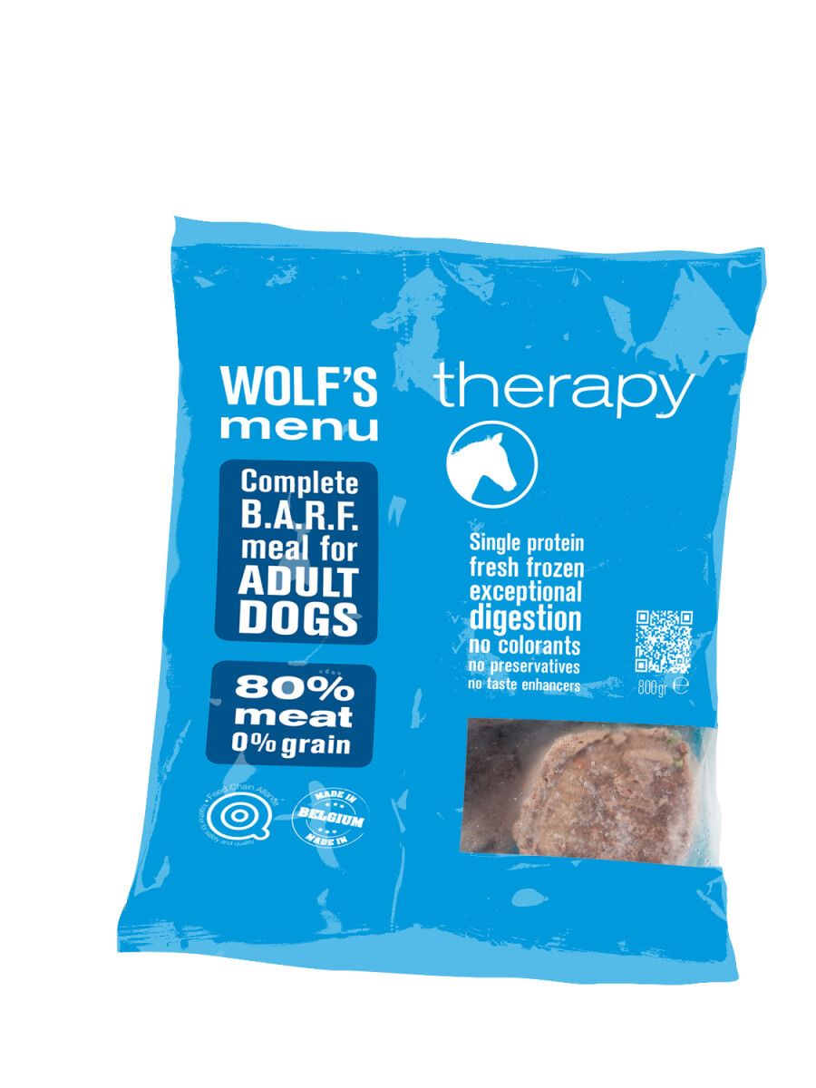 Wolf's menu Therapy mono konj - surova hrana za odrasle pse 800g