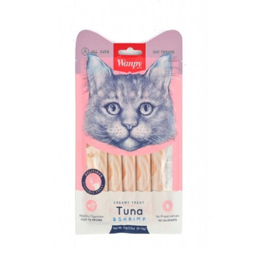 Wanpy Cat Creamy lickable treats - tuna&kozice Priboljški za mačke 70g