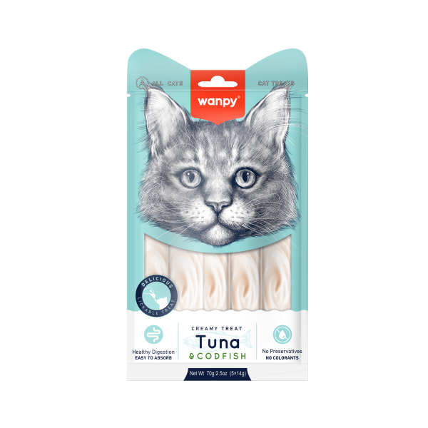 Wanpy Cat Creamy lickable treats - tuna & polenovka Priboljški za mačke 70g