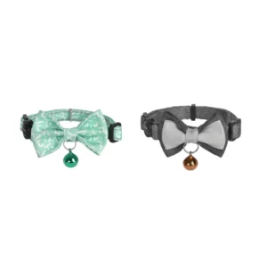 Ovratnici za Mačke - Dogness Set s Pentljo Turkizna in Siva