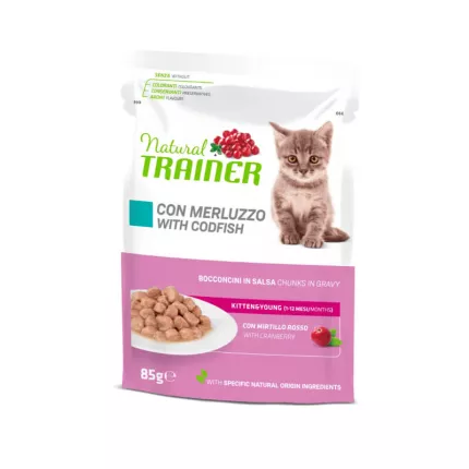 Natural Trainer Cat Kitten&Young vrečka - polenovka 85 g