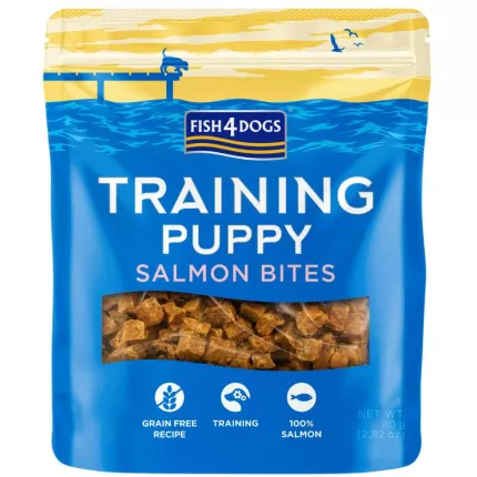 Fish4Dogs Training Puppy Losos majhne kocke 80g priboljški za pasje mladičke