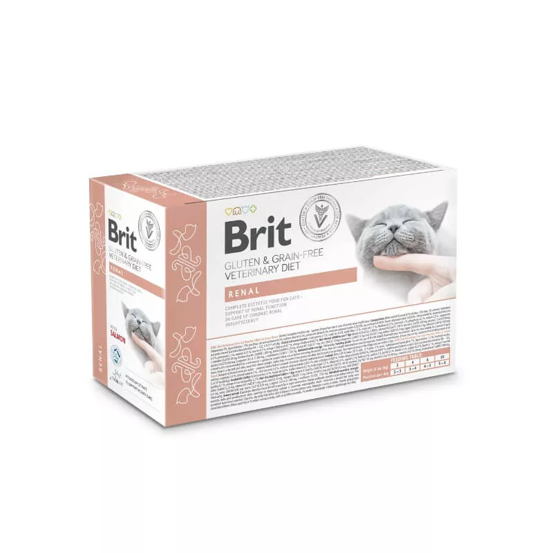 Brit Gluten & Grain Free veterinarska dieta Renal Losos 85g omaka s koščki za mačke Brit Gluten & Grain Free veterinarska dieta Renal Losos 85g omaka s koščki za mačke
