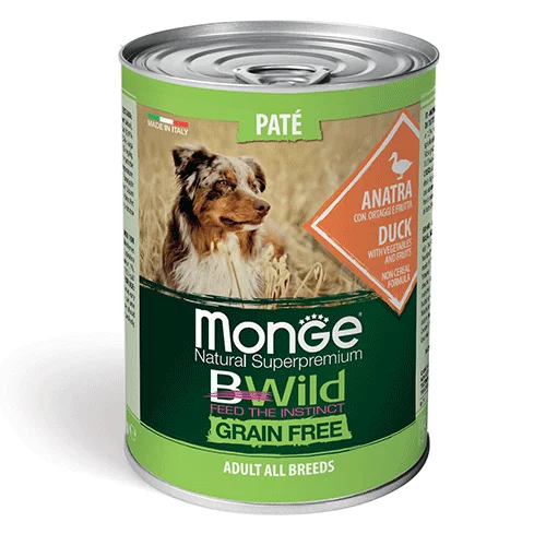 Monge Bwild Pate raca z zelenjavo in sadjem 400 g