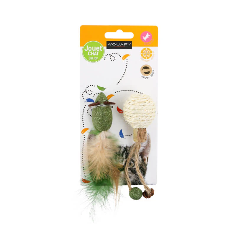 Wouapy komplet igrač za mačke z matatabijem, miš in žoga- 14 cm / 2,5 cm