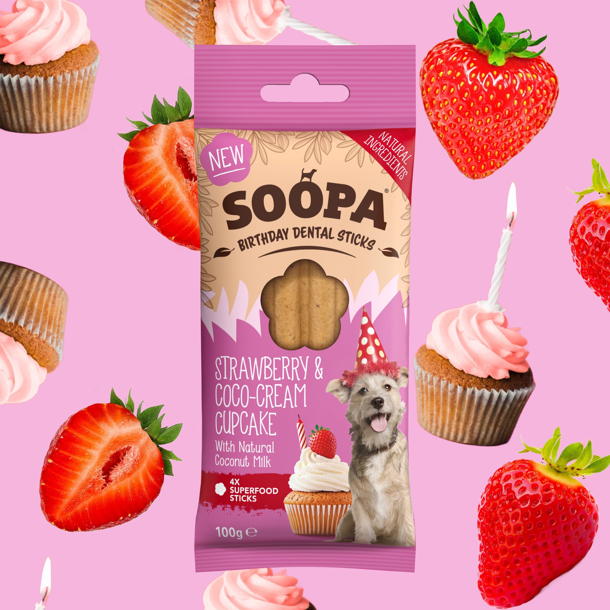 Dental Sticks SOOPA – Jagoda & Kokos, 100 g