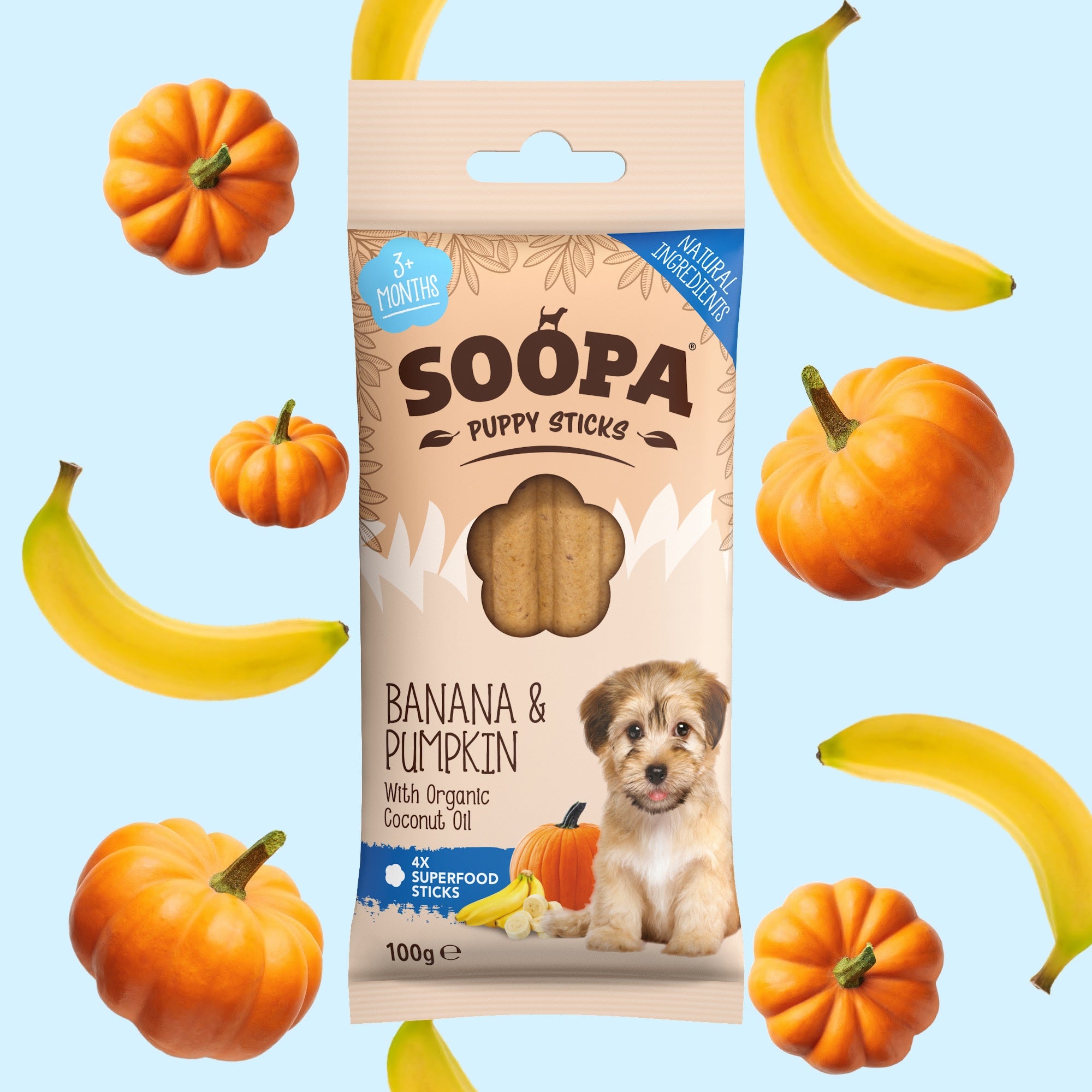 Dental Sticks Puppy SOOPA – Banana & Buča, 100g